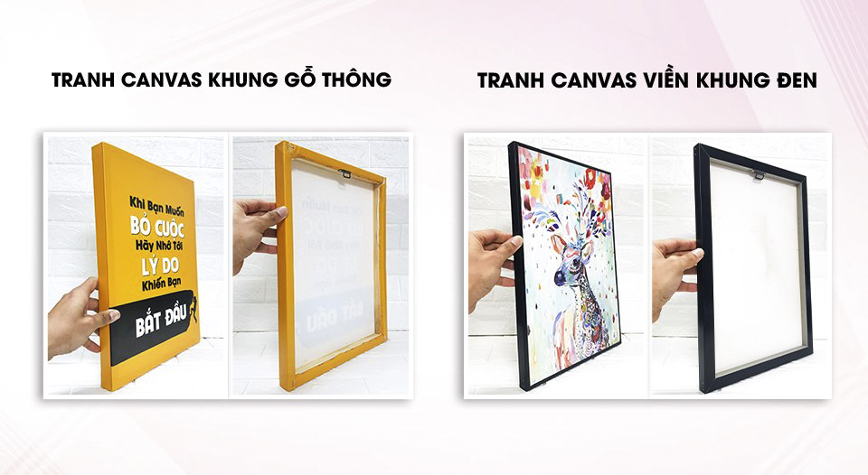 Chất liệu khung tranh canvas bằng gỗ thông và viền khung nhựa composite