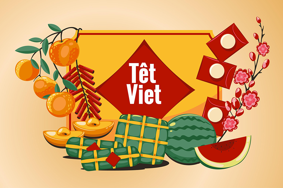 Schönes vietnamesisches Tet-Hintergrundbild