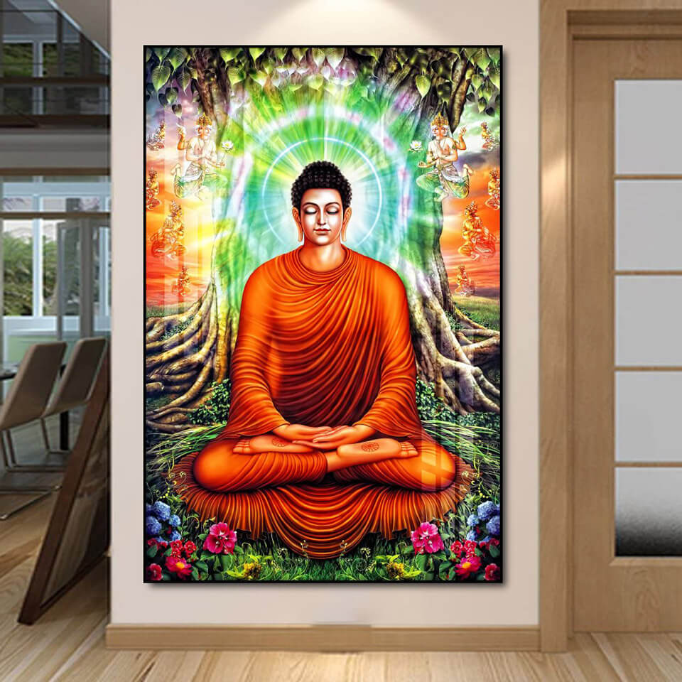 Đức Phật Thích Ca Mâu Ni Tranh đá quý cao cấp