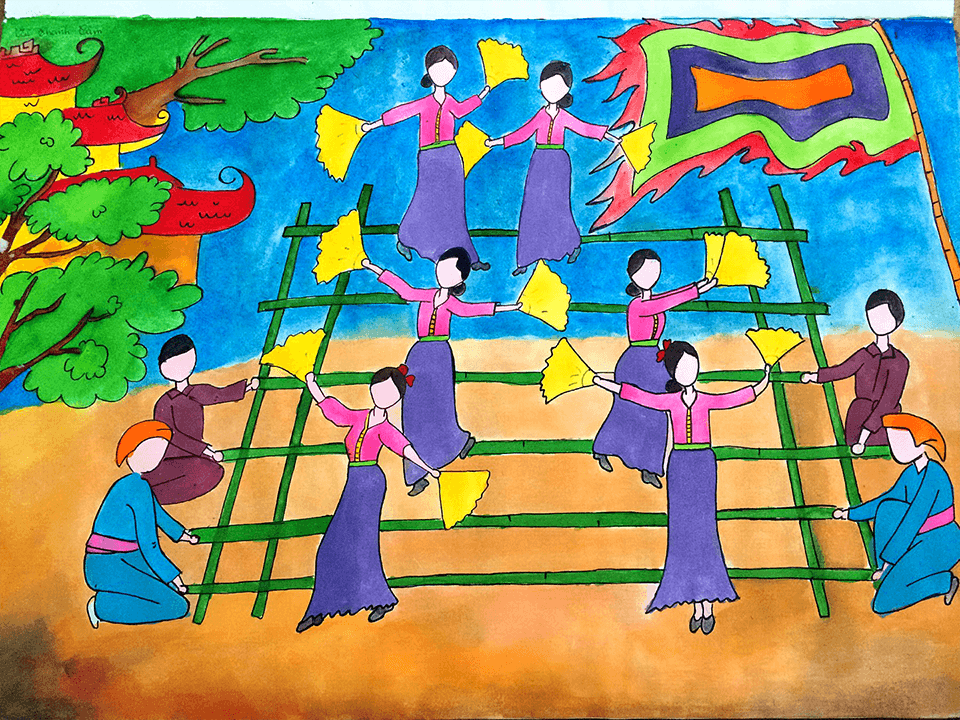 Cách vẽ tranh đề tài ngày Tết và mùa xuân lớp 6 đơn giản nhất  Trường THPT  Phạm Hồng Thái