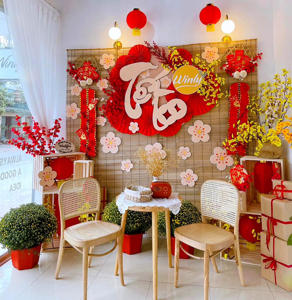 10 cách trang trí Tết cho quán cafe đẹp cực hút khách 2024
