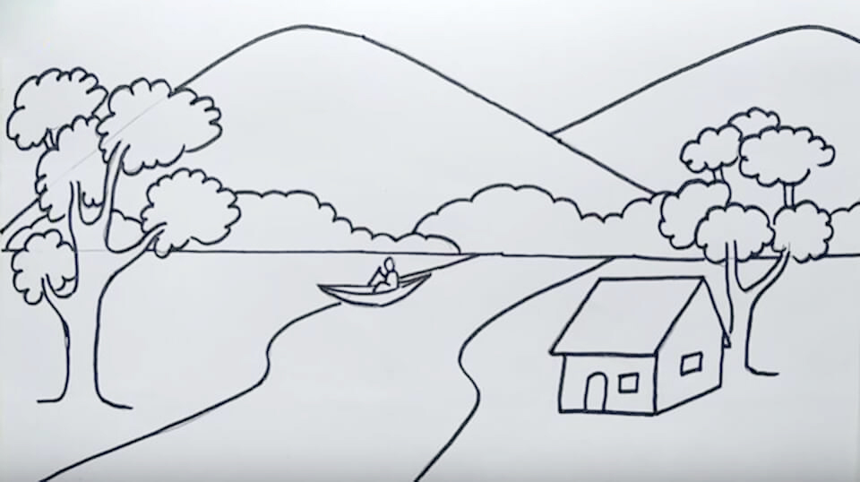 Hướng dẫn cách dạy bé học tập vẽ phong cảnh ngôi nhà của bé  Dạy bé học   YouTube