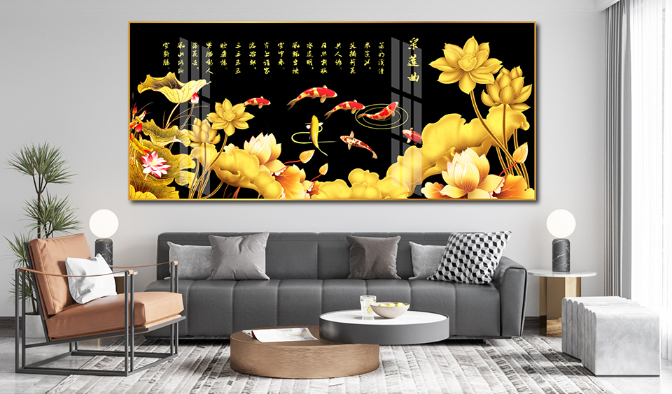 Wandmalerei Lotuskarpfen