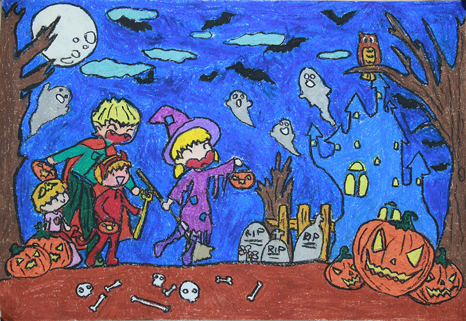 Vẽ Tranh Đề Tài Halloween Đẹp Cute Ma Quái Cho Học Sinh