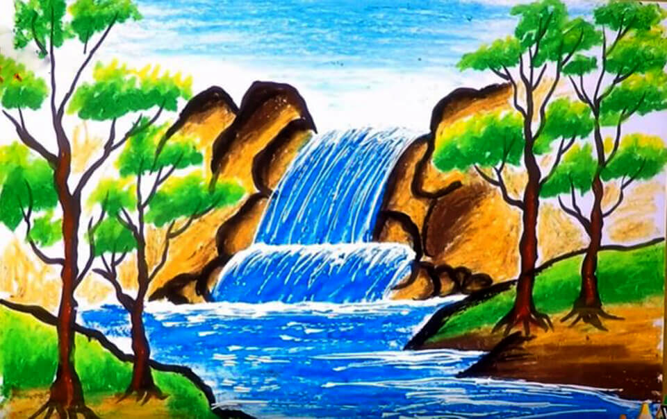 Hướng dẫn vẽ tranh phong cảnh bằng màu nước đơn giản  IVY ART
