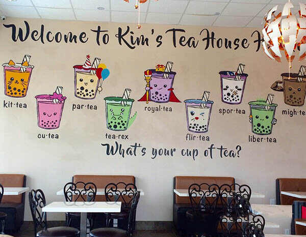 Vẽ tranh tường cho các quán trà chanh trà sữa cafe đẹp giá tốt