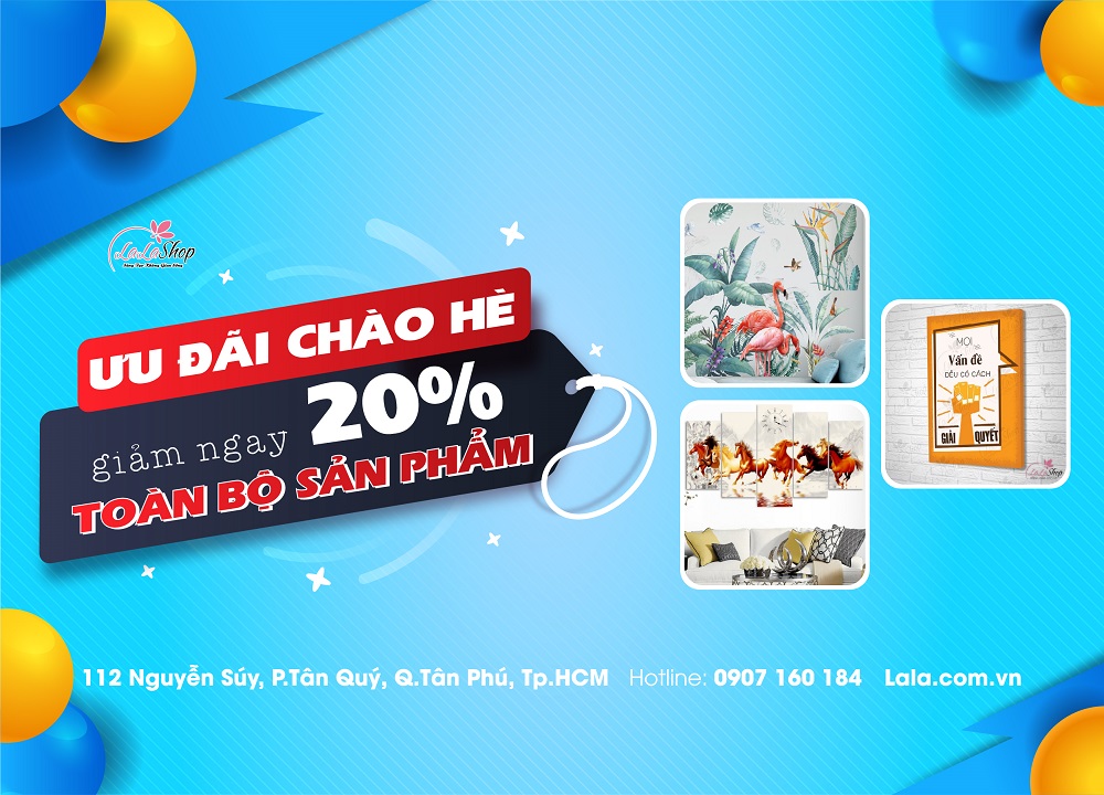 ưu đãi chào hè giảm ngay 20% cho toàn bộ sản phẩm